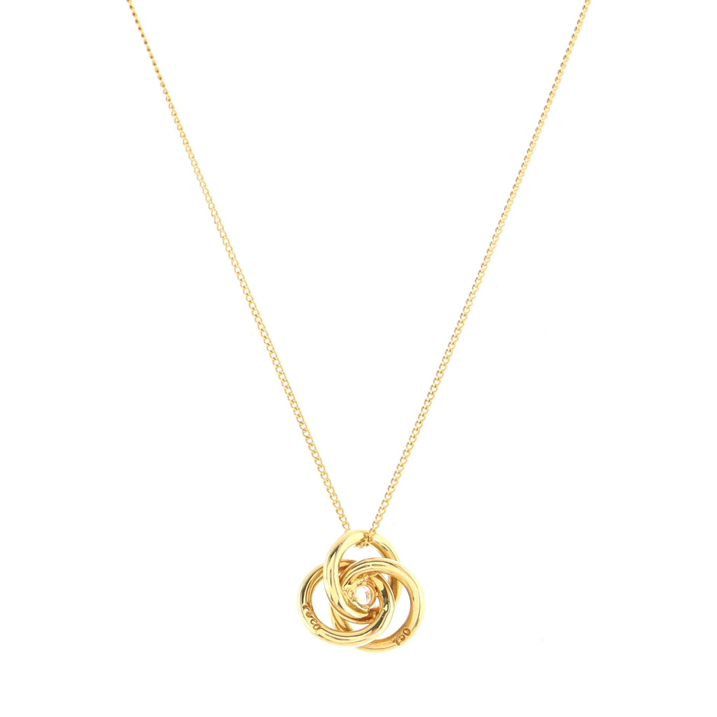 Triple Hoop Pendant Necklace 18K Yellow Gold with Diamond
