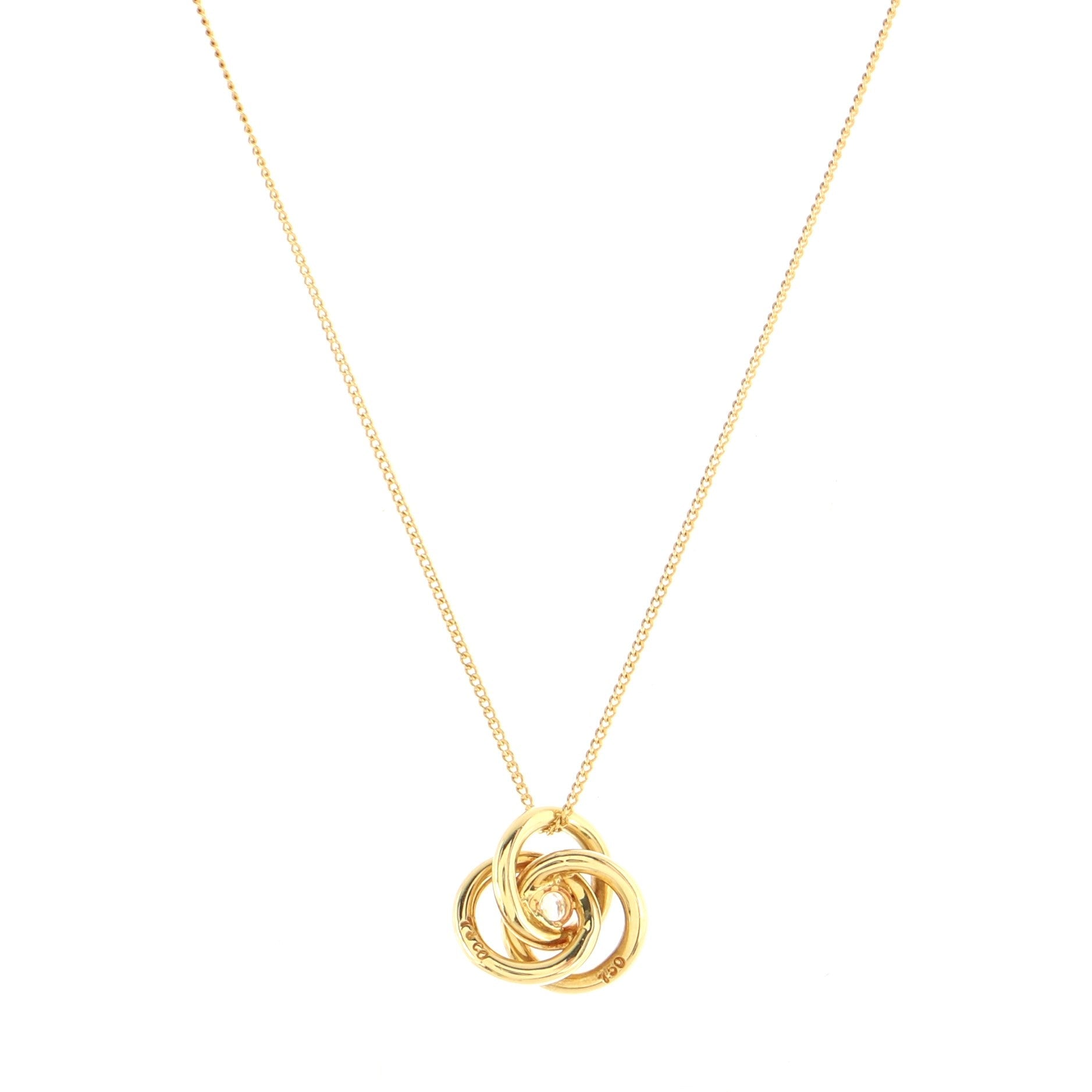 Triple Hoop Pendant Necklace 18K Yellow Gold with Diamond