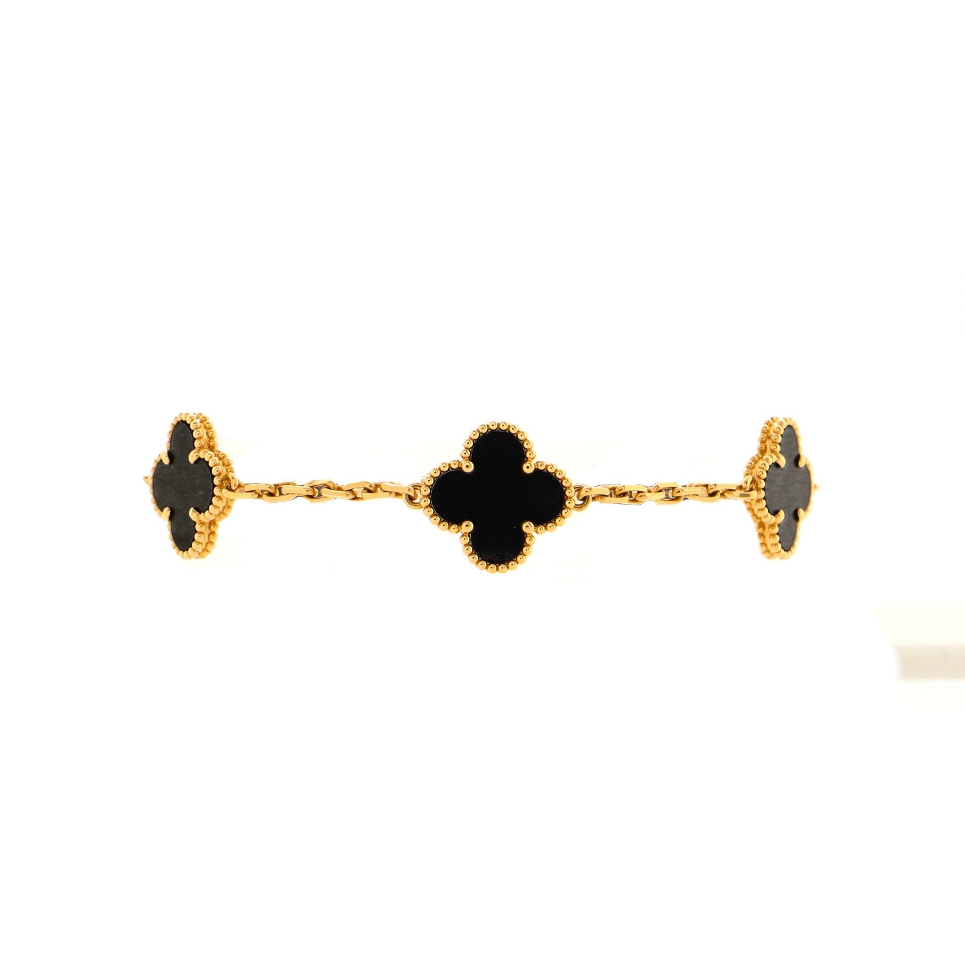 Vintage Alhambra 5 Motifs Bracelet 18K Yellow Gold and Onyx