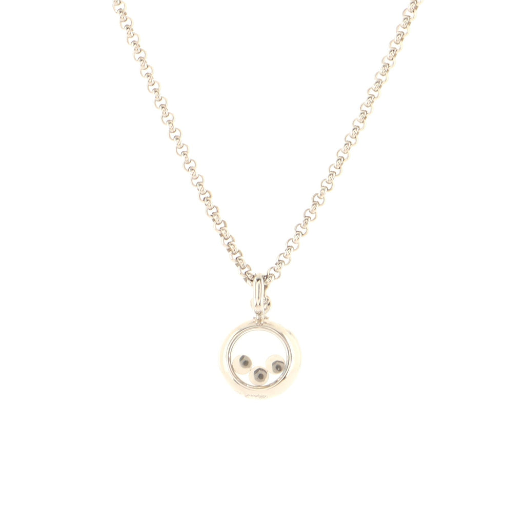 Happy Diamonds 3 Diamonds Round Pendant Necklace 18K White Gold and Diamonds