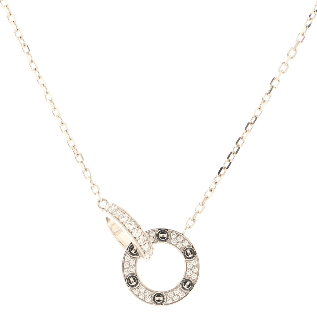 Love Interlocking Pave Necklace 18K White Gold and Diamonds