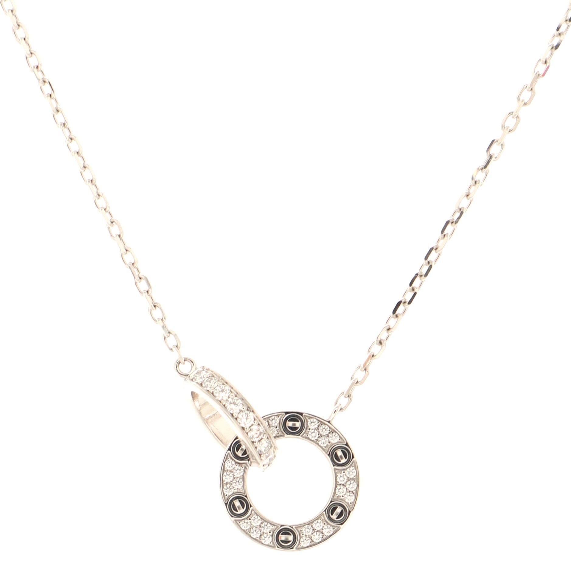 Love Interlocking Pave Necklace 18K White Gold and Diamonds