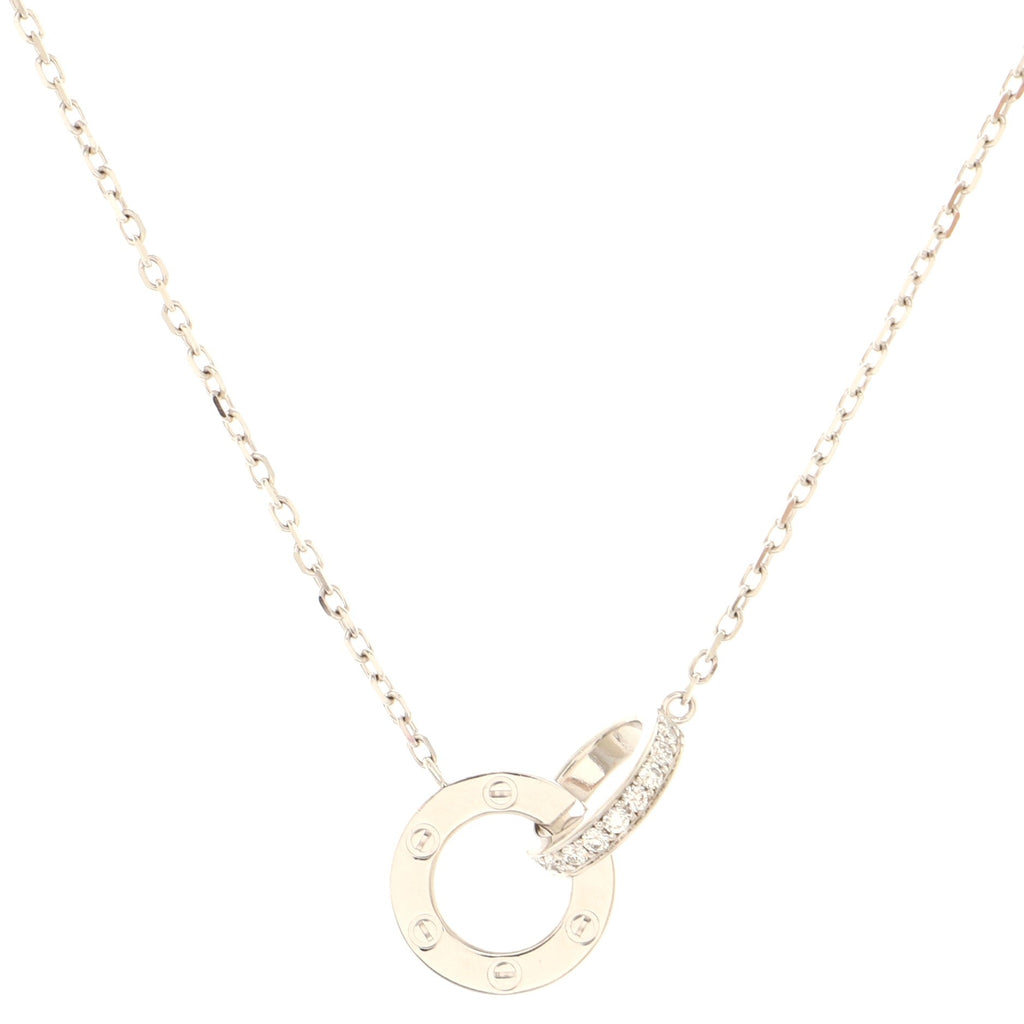 Love Interlocking Pave Necklace 18K White Gold and Diamonds