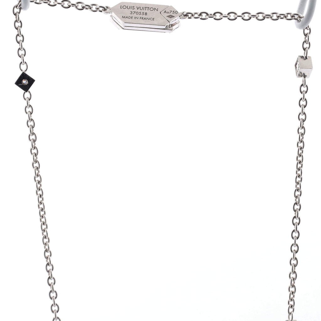 Dentelle de Monogram Lariat Necklace 18K White Gold and Diamonds