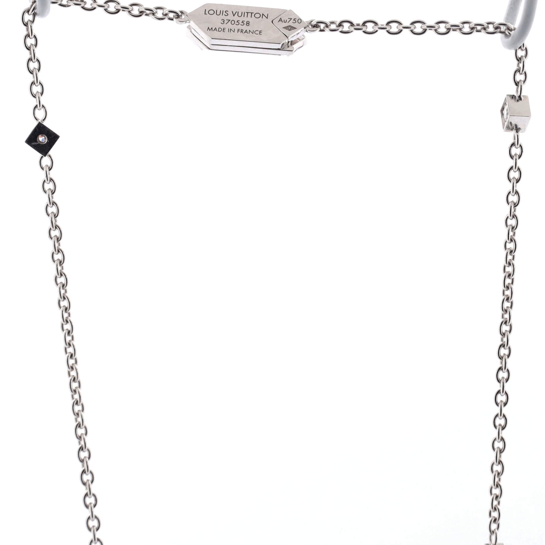Dentelle de Monogram Lariat Necklace 18K White Gold and Diamonds