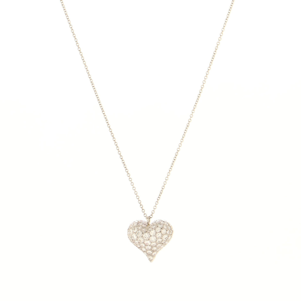 Heart Pendant Necklace Platinum with Pave Diamonds