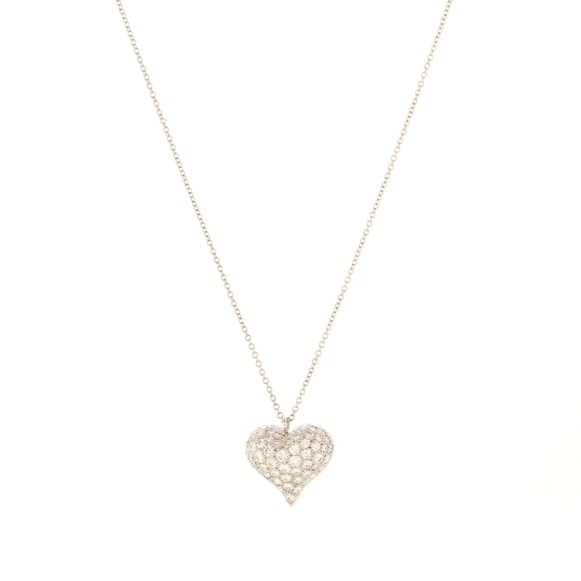 Heart Pendant Necklace Platinum with Pave Diamonds