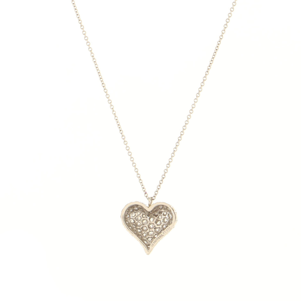 Heart Pendant Necklace Platinum with Pave Diamonds