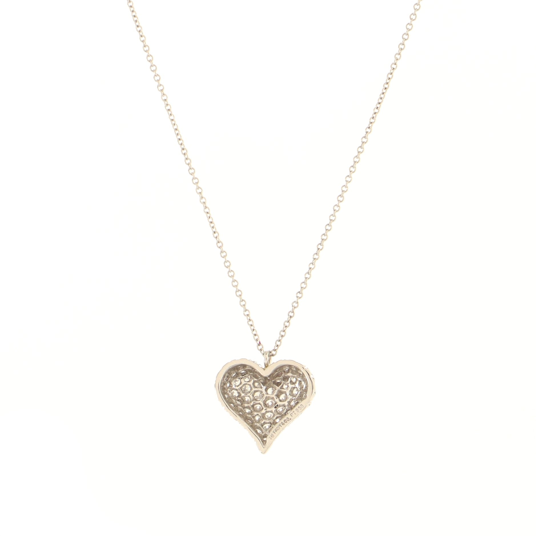 Heart Pendant Necklace Platinum with Pave Diamonds