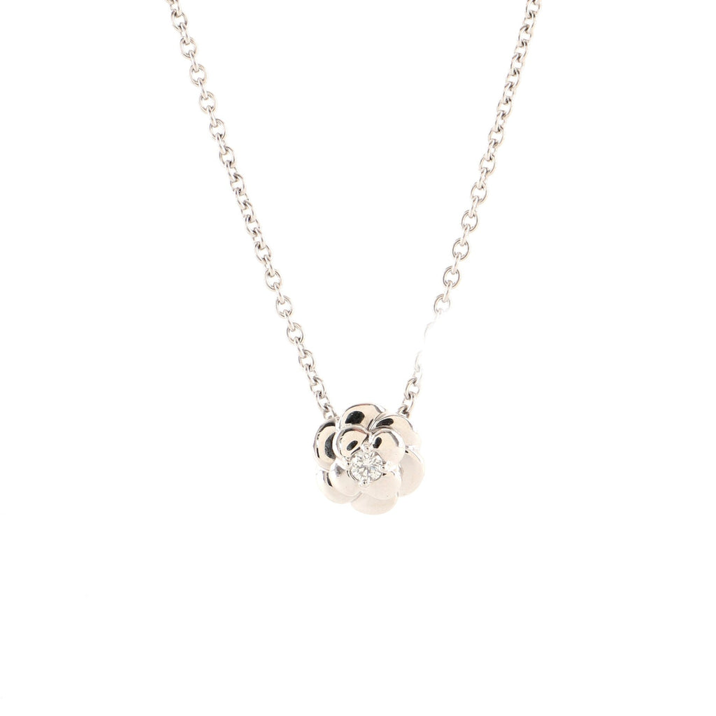 Camellia Pendant Necklace 18K White Gold with Diamond