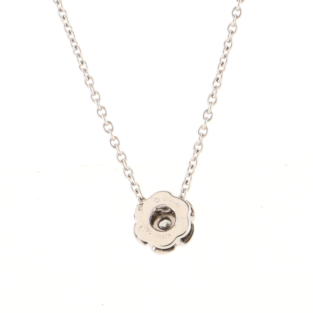 Camellia Pendant Necklace 18K White Gold with Diamond