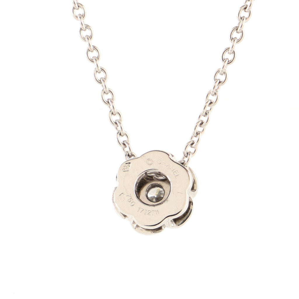 Camellia Pendant Necklace 18K White Gold with Diamond