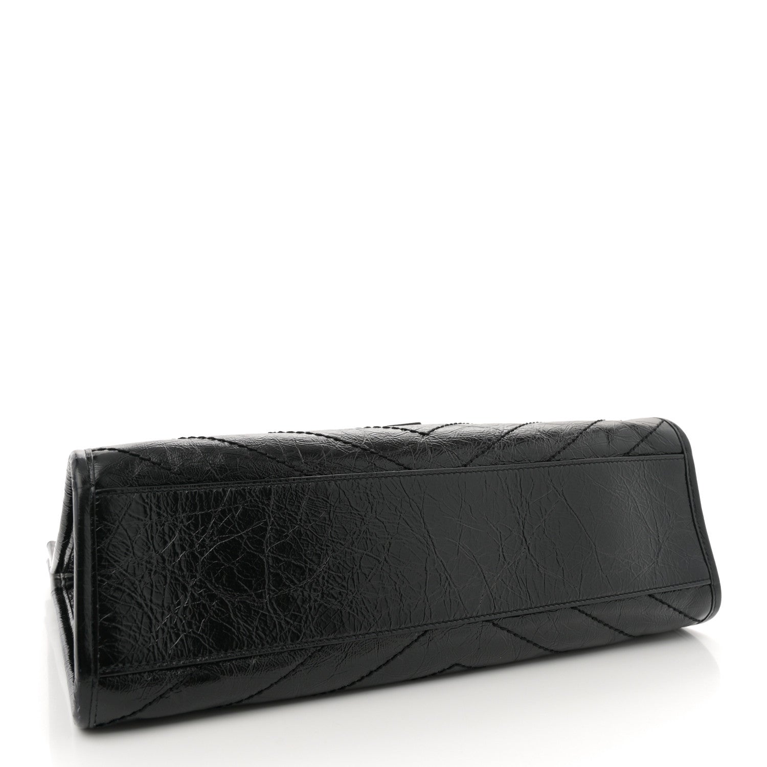 Crinkled Calfskin Matelasse Monogram Medium Niki Shopper Tote Black