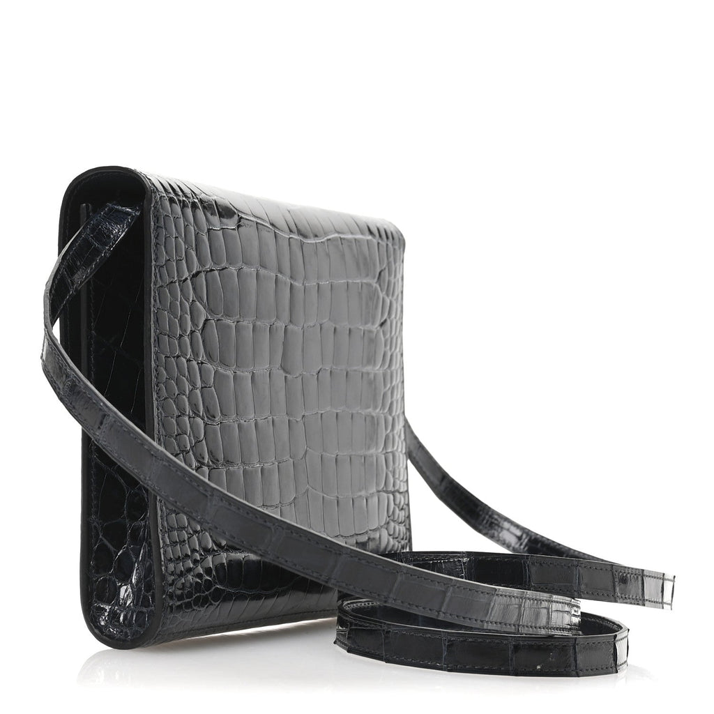 Shiny Alligator Clic 16 Wallet Bleu Baltique