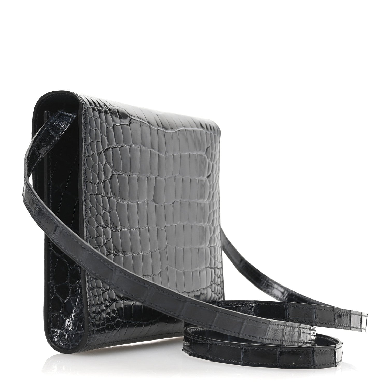 Shiny Alligator Clic 16 Wallet Bleu Baltique
