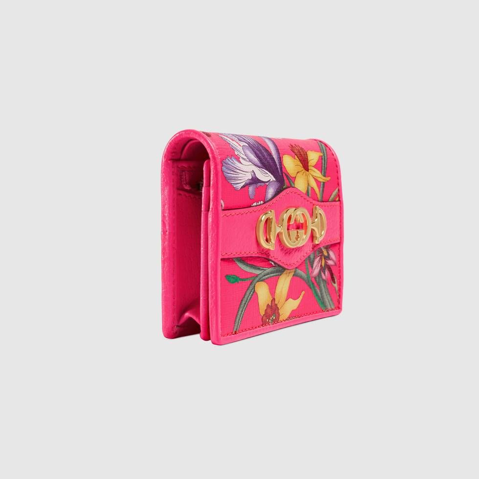 Gucci Pink Clutch New Supreme Canvas Flora Print  Case Wallet