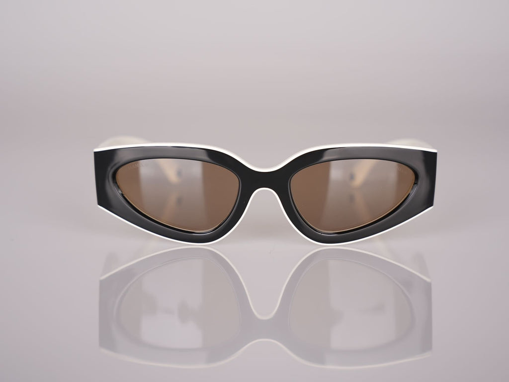 Chanel Cat Eye Sunglasses with CC Logo Black and White