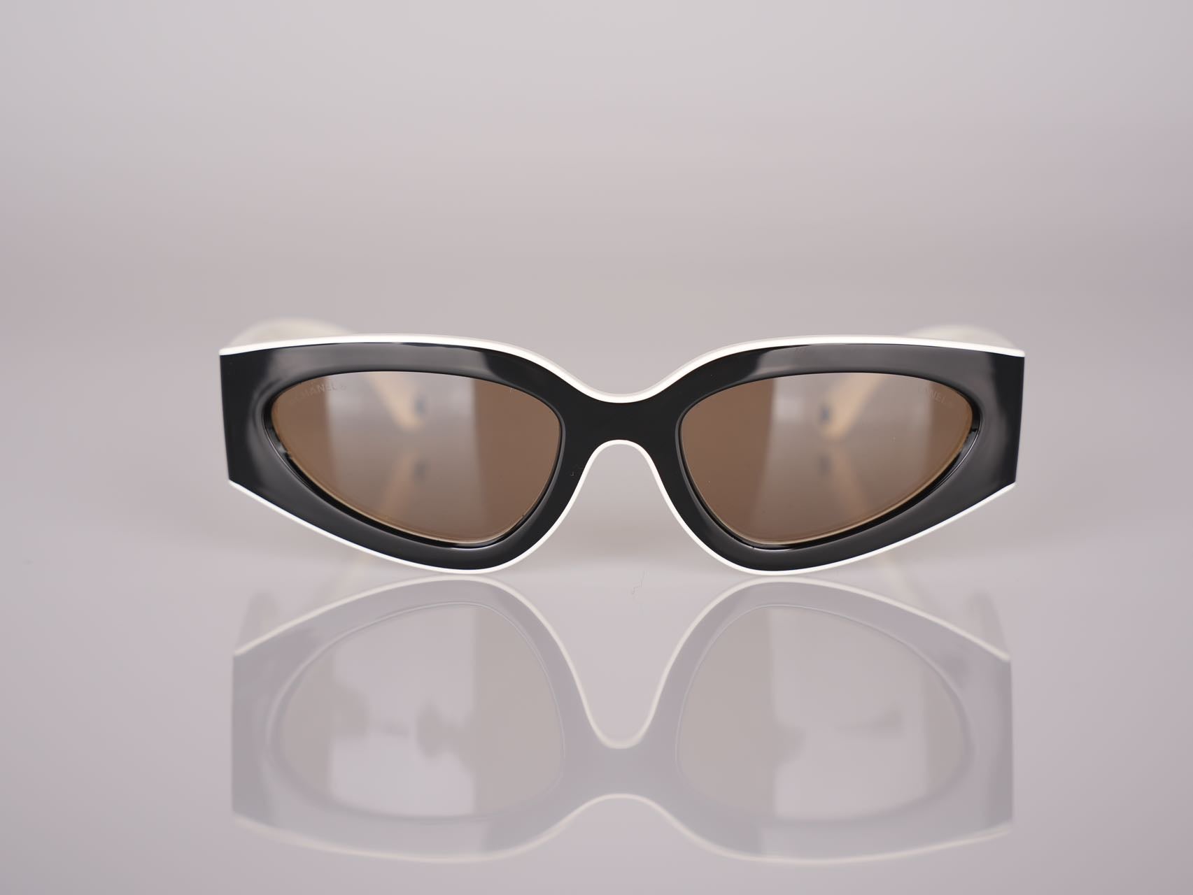 Chanel Cat Eye Sunglasses with CC Logo Black and White