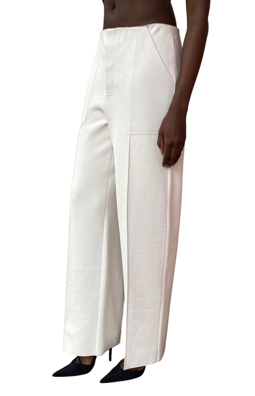 Giorgio Armani Ivory Silk Blend Pleated Trouser - 42 / US 8