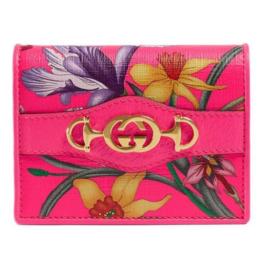 Gucci Pink Clutch New Supreme Canvas Flora Print  Case Wallet