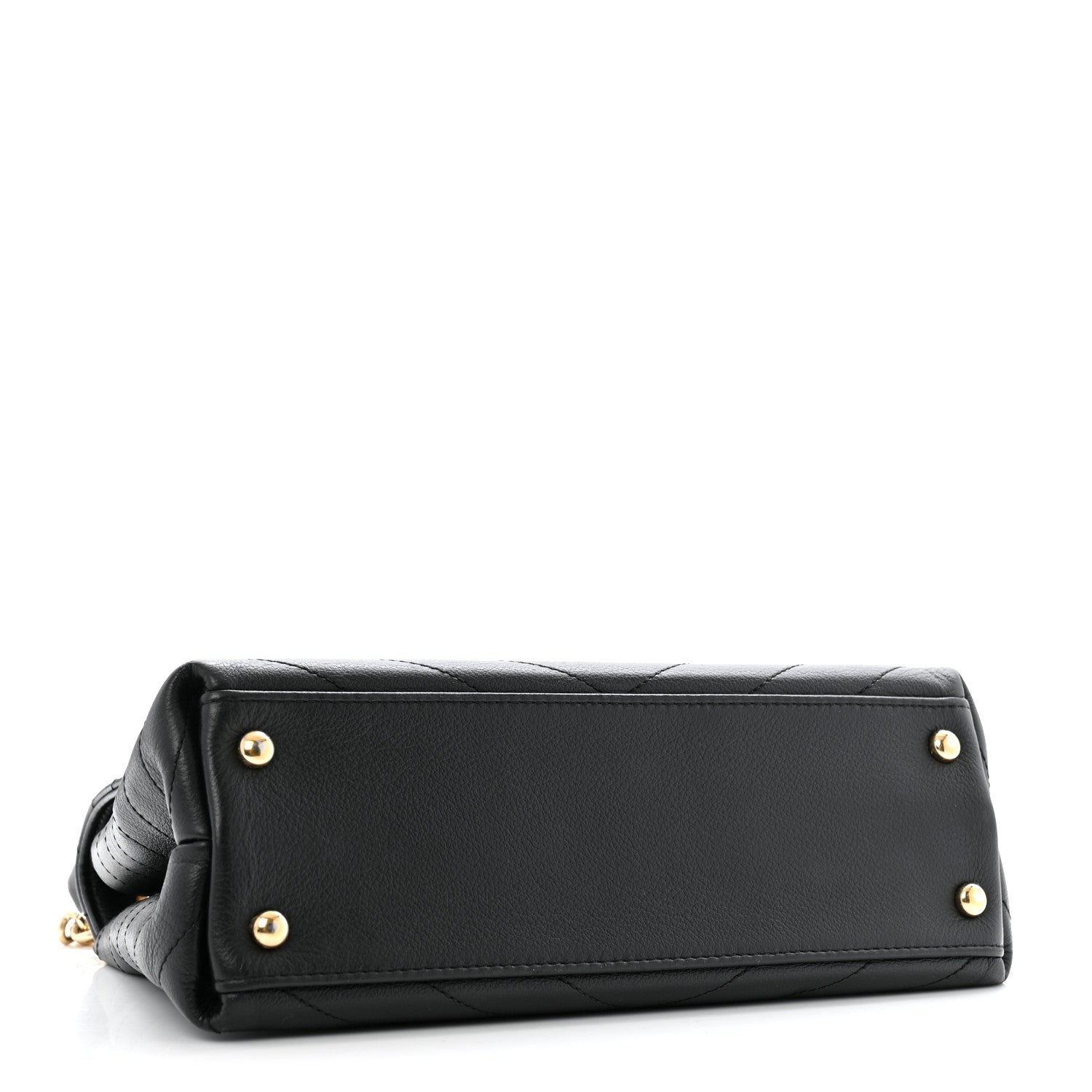 Grained Calfskin Small Chevron Chic Top Handle Flap Black