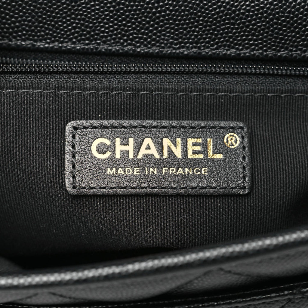 Caviar Quilted School Memory Small Top Handle Flap Black