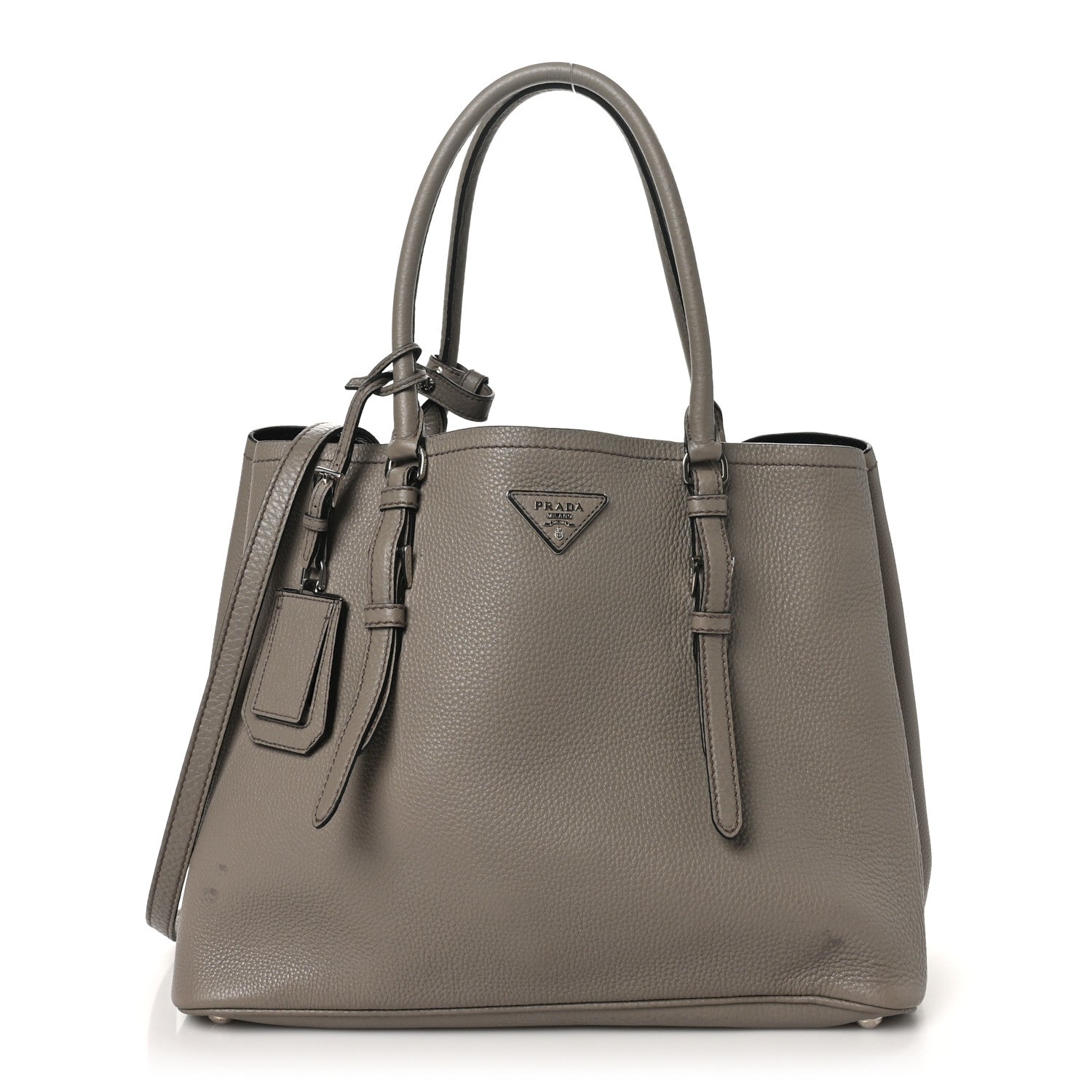 Vitello Daino Medium Double Handle Tote Argilla Black