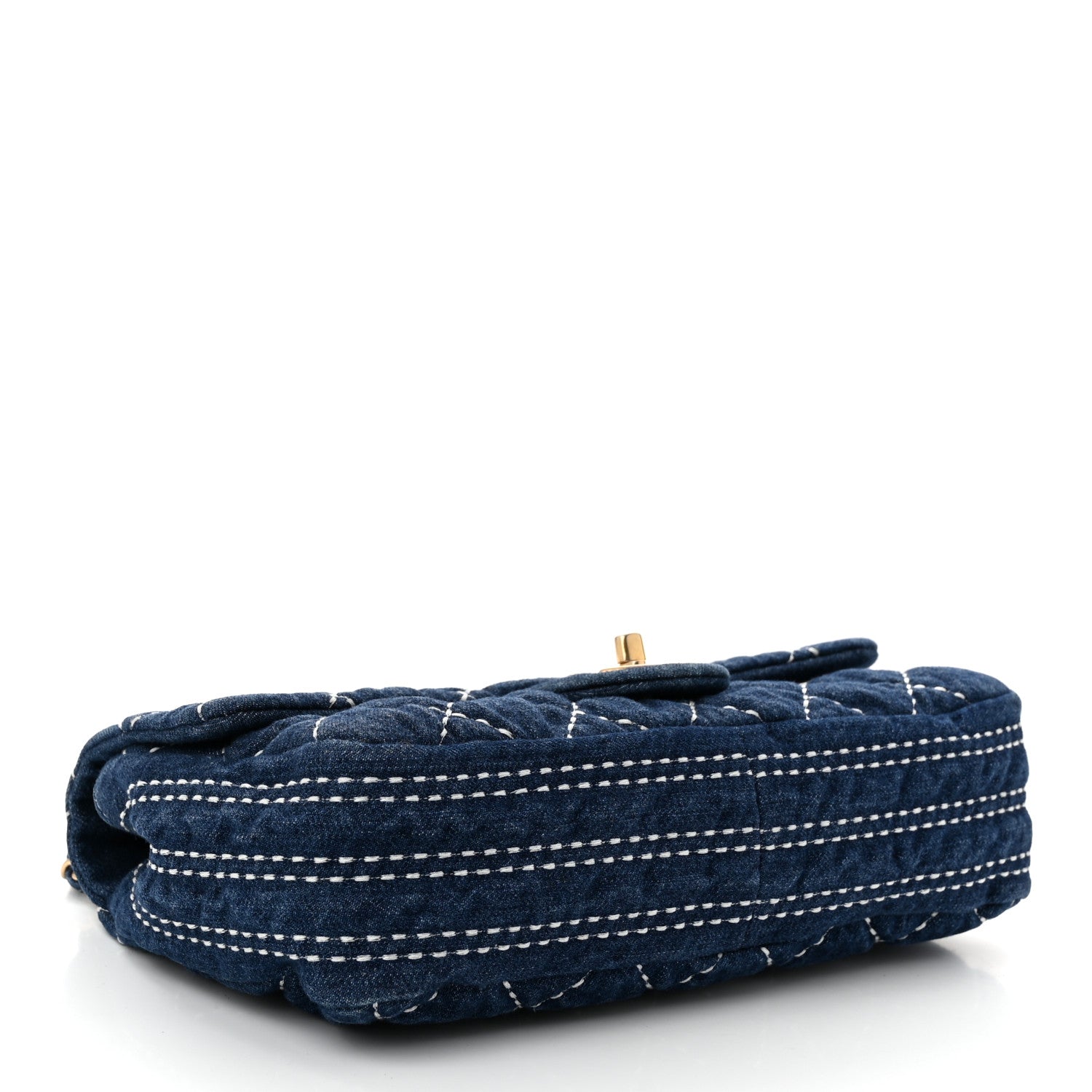 Denim Quilted Medium Denim Trip Single Flap Blue