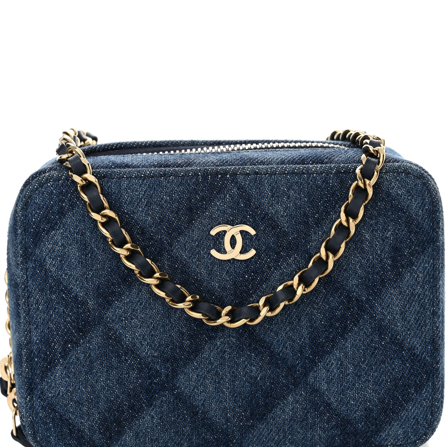 Printed Denim CC Camera Case Blue