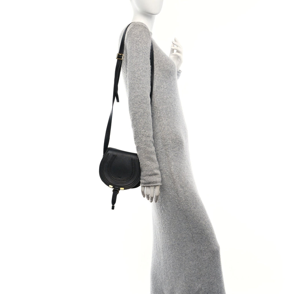 Calfskin Mini Marcie Round Crossbody Bag Black