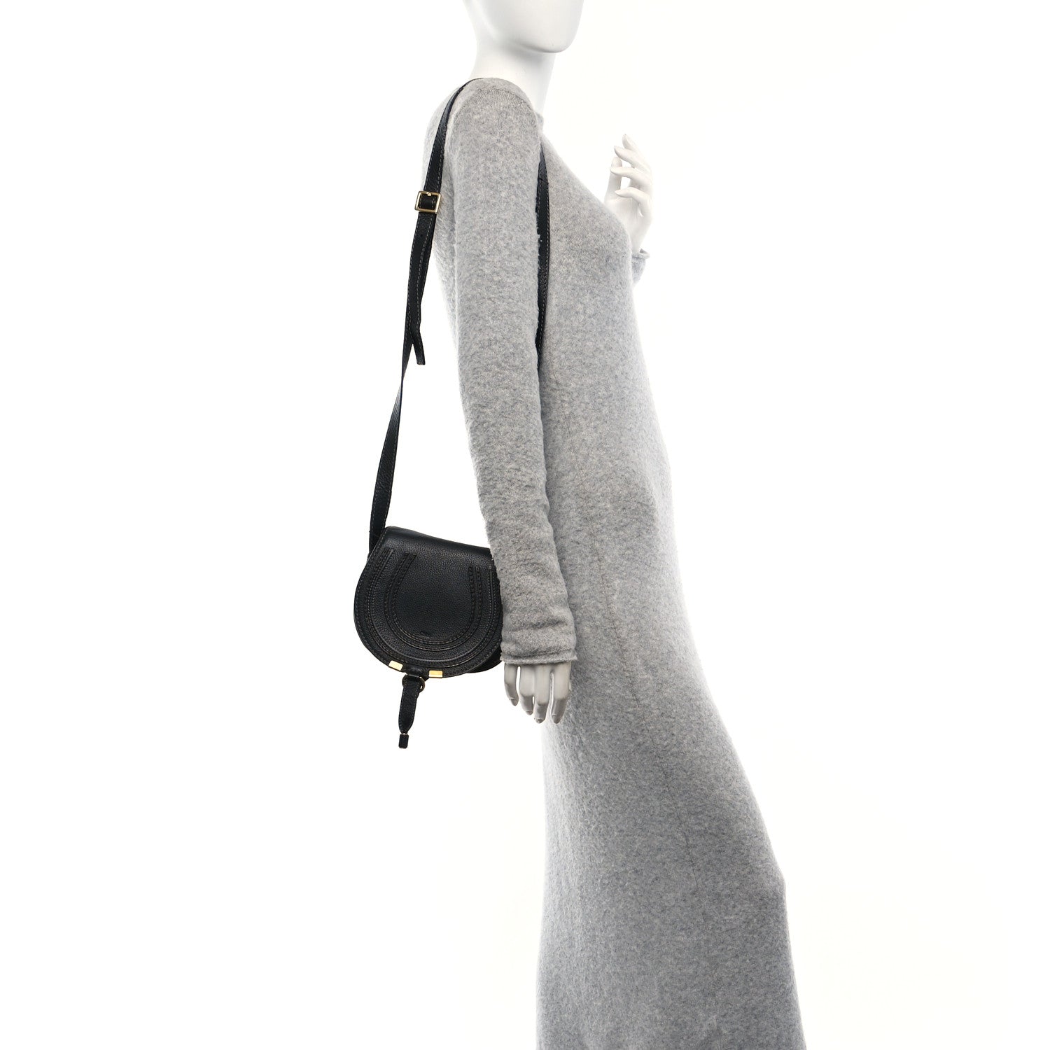 Calfskin Mini Marcie Round Crossbody Bag Black