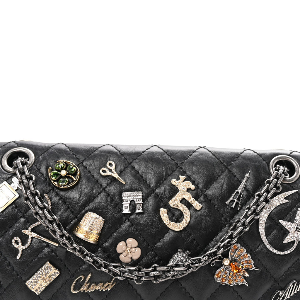 Aged Calfskin Lucky Charms 2.55 Reissue 225 Flap Black