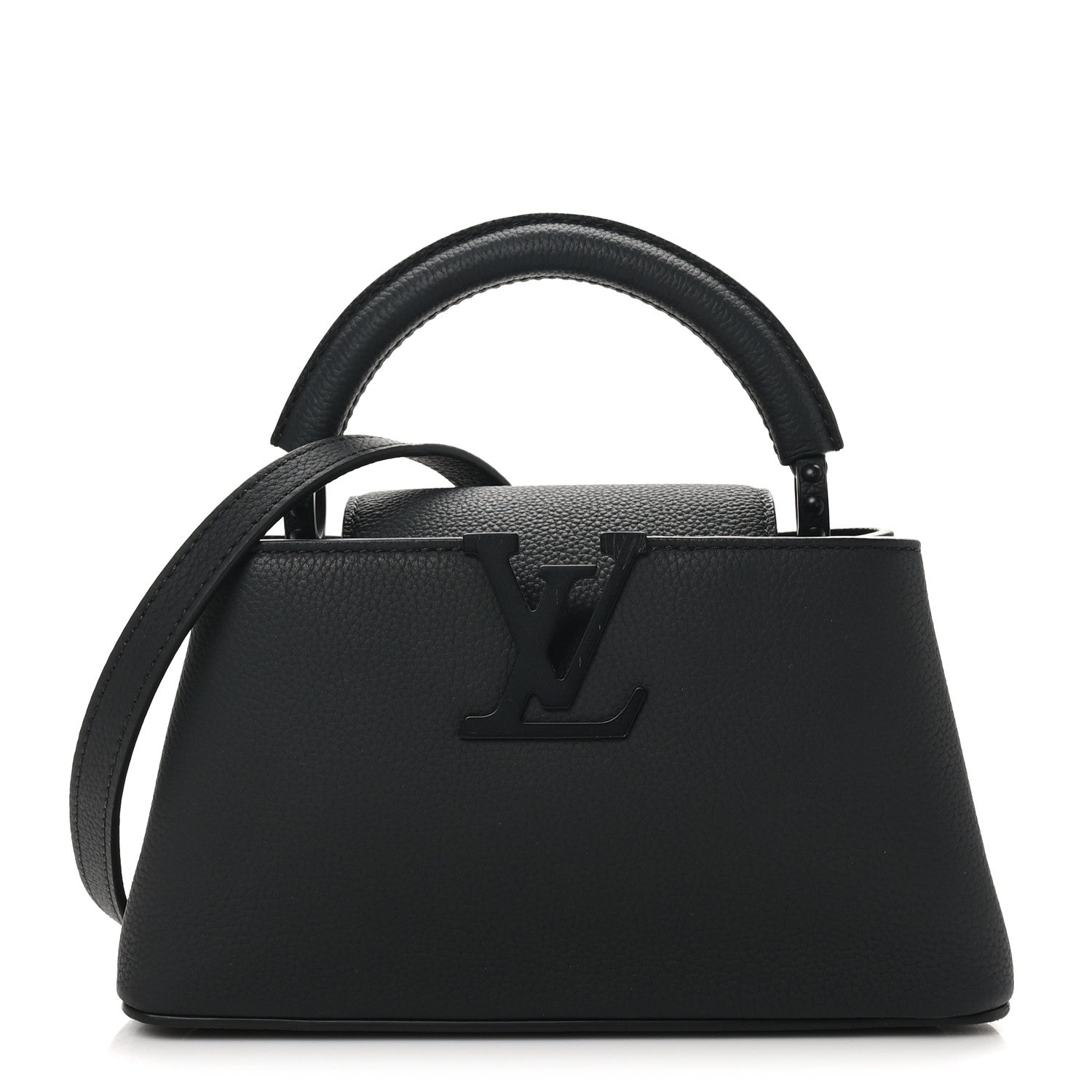 Matte Taurillon Capucines East West Mini All Black