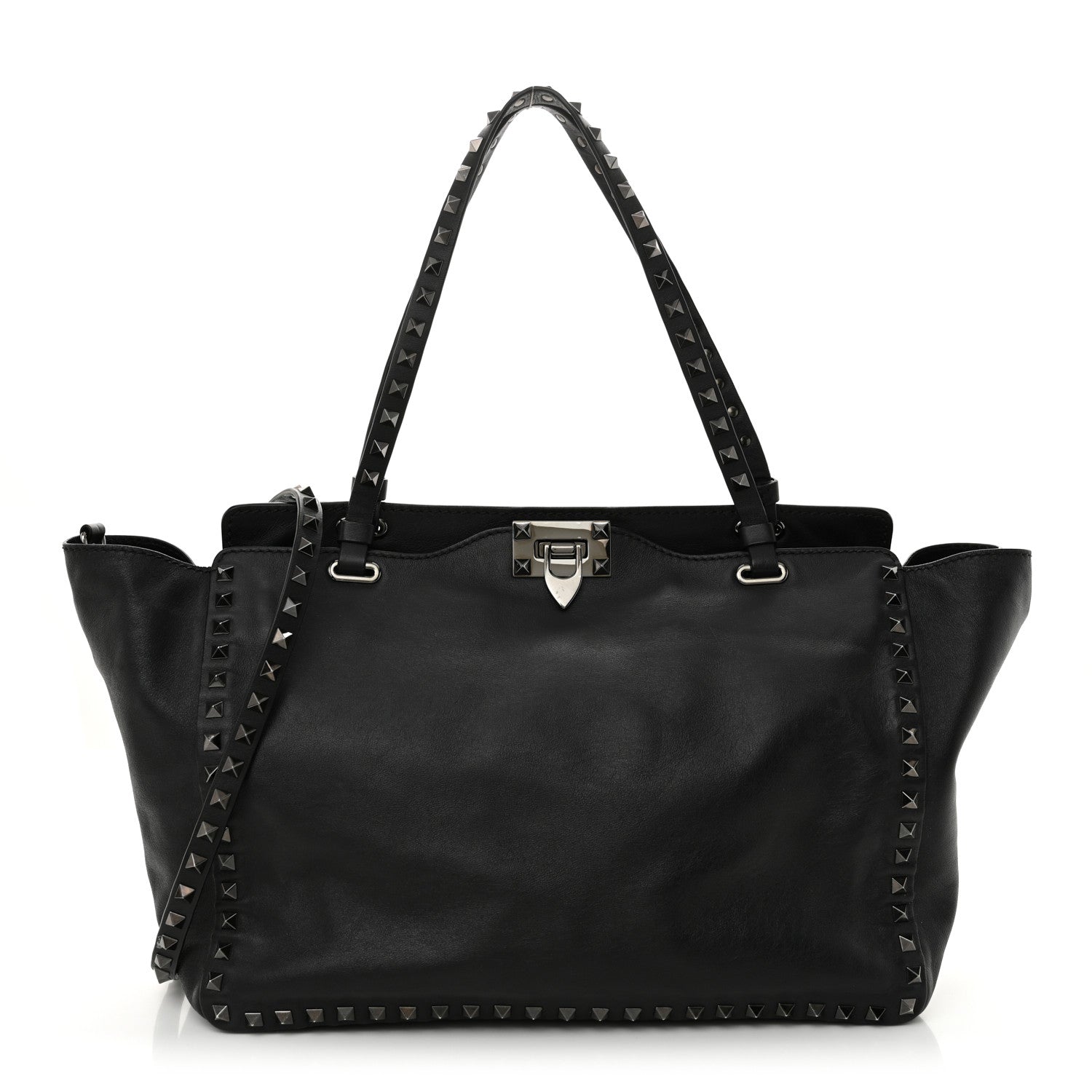 Vitello Medium Rockstud Tote Black