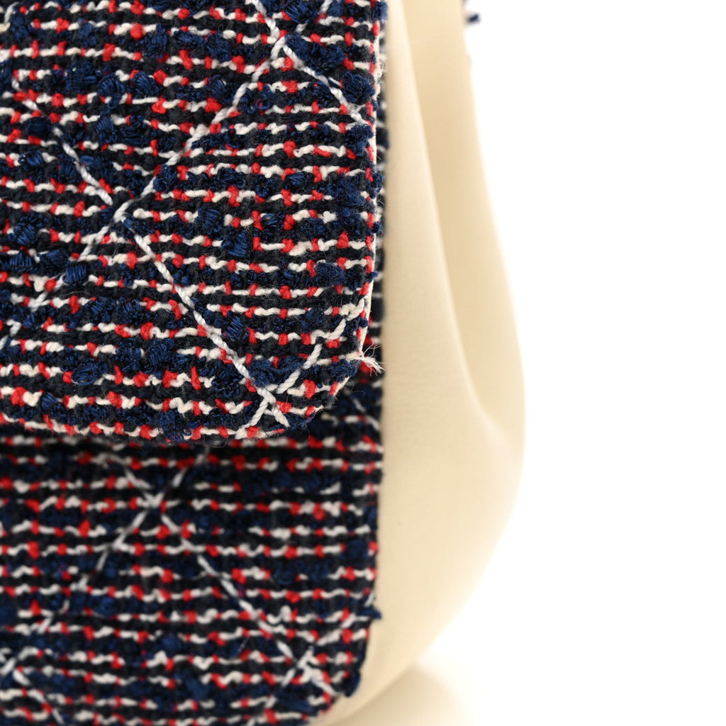 Tweed Quilted Medium Single Flap Blue Multicolor