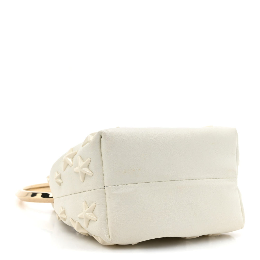 Goatskin Micro Star Studded Bon Bon Bucket Bag White