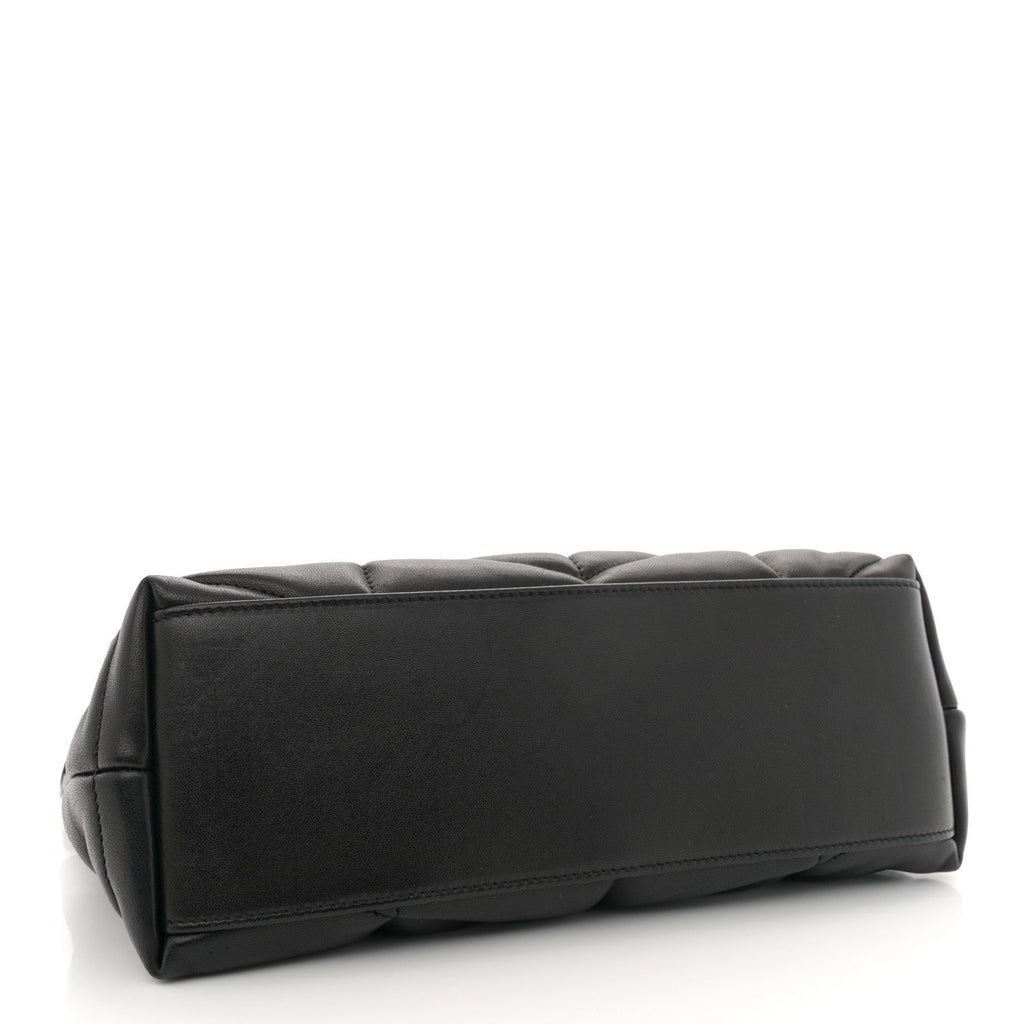 Lambskin Quilted Small Loulou Puffer Monogram Chain Satchel Black