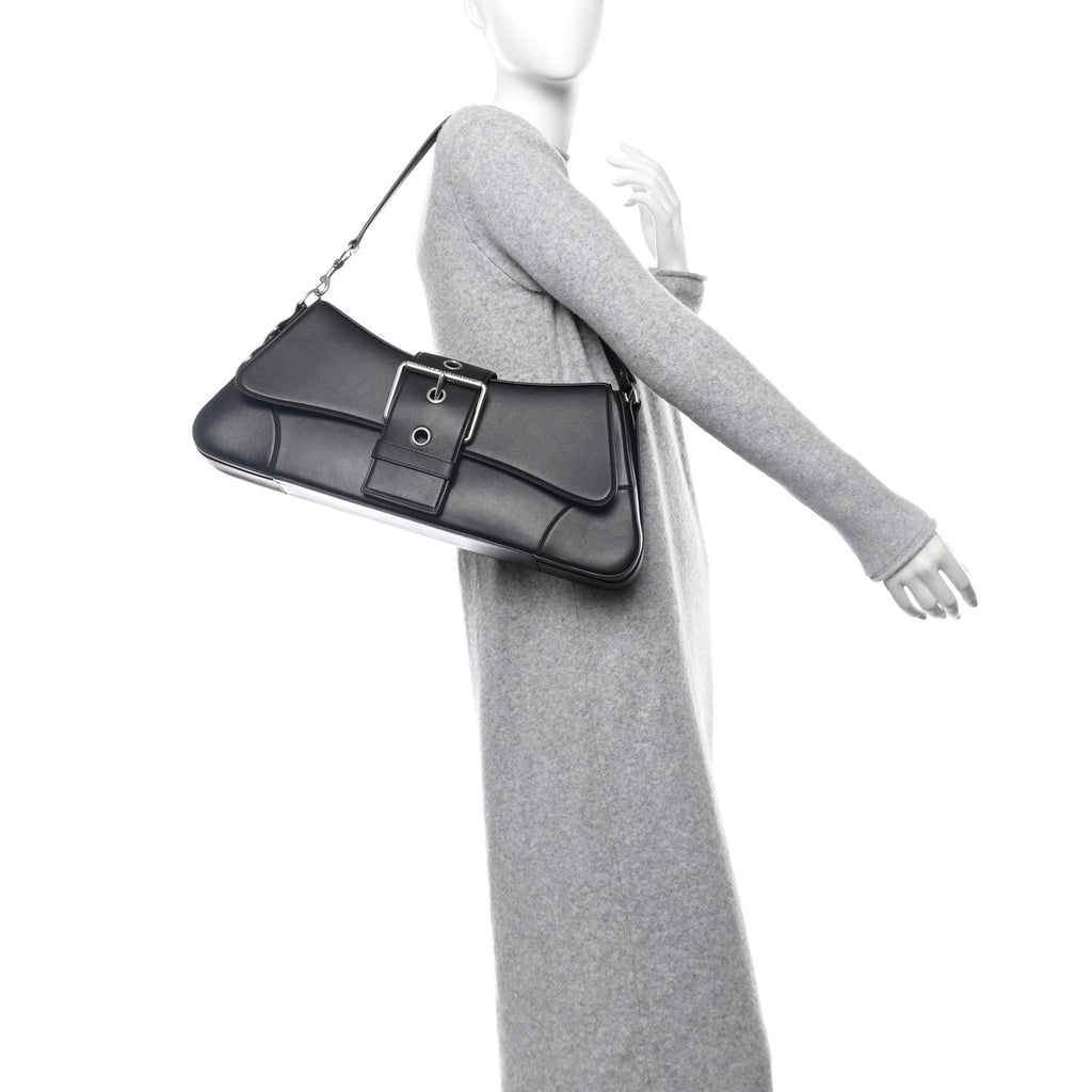 Smooth Calfskin Large Lindsay Shoulder Bag Black