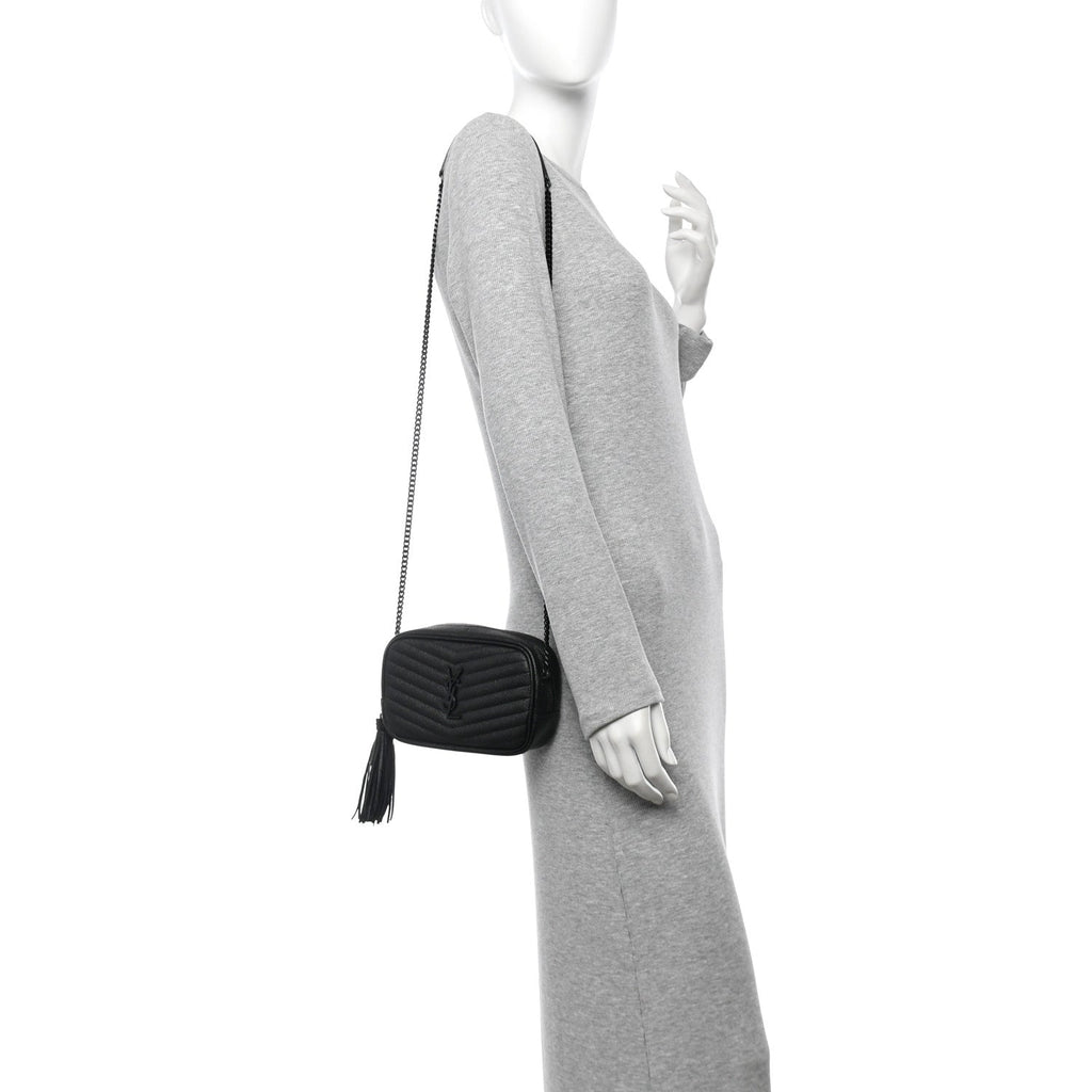 Grain De Poudre Matelasse Monochrome Monogram Mini Lou Camera Bag Black