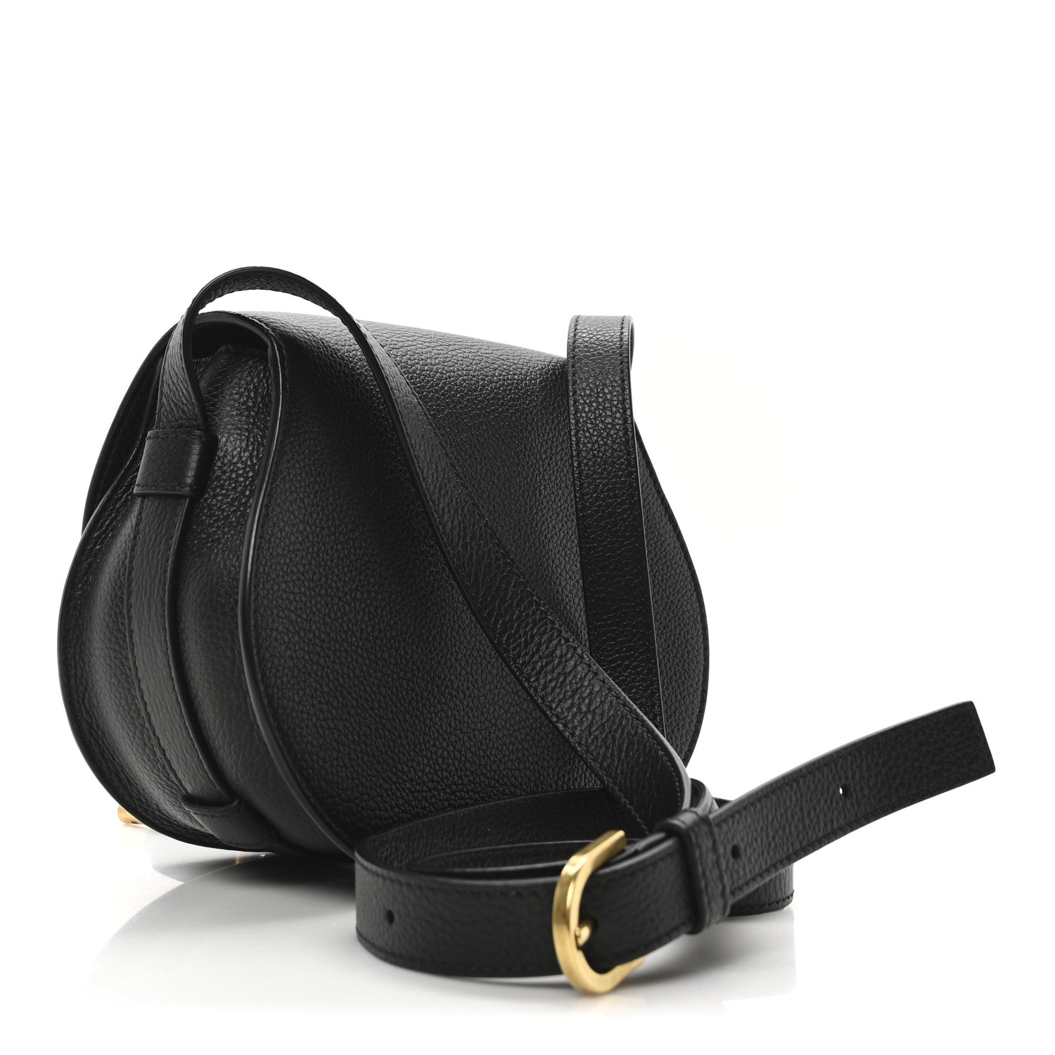 Calfskin Mini Marcie Round Crossbody Bag Black