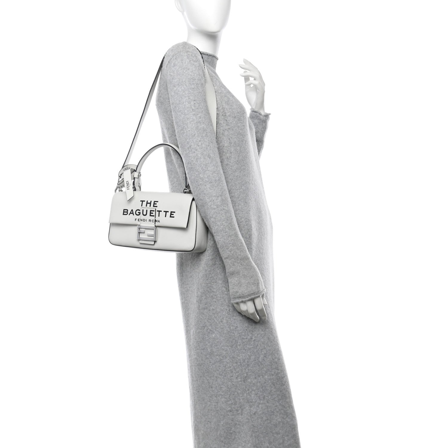 X MARC JACOBS Nappa Logo Medium Baguette White