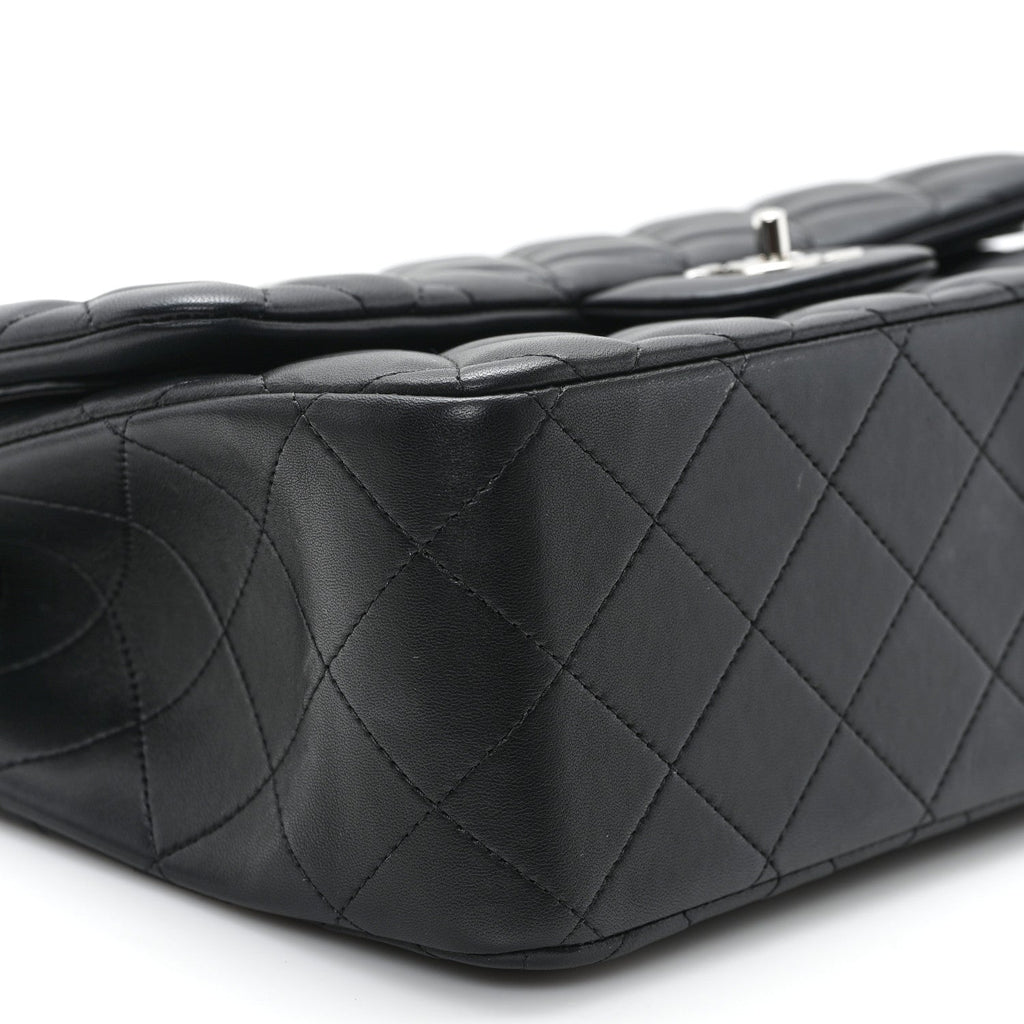 Lambskin Quilted Jumbo Double Flap Black