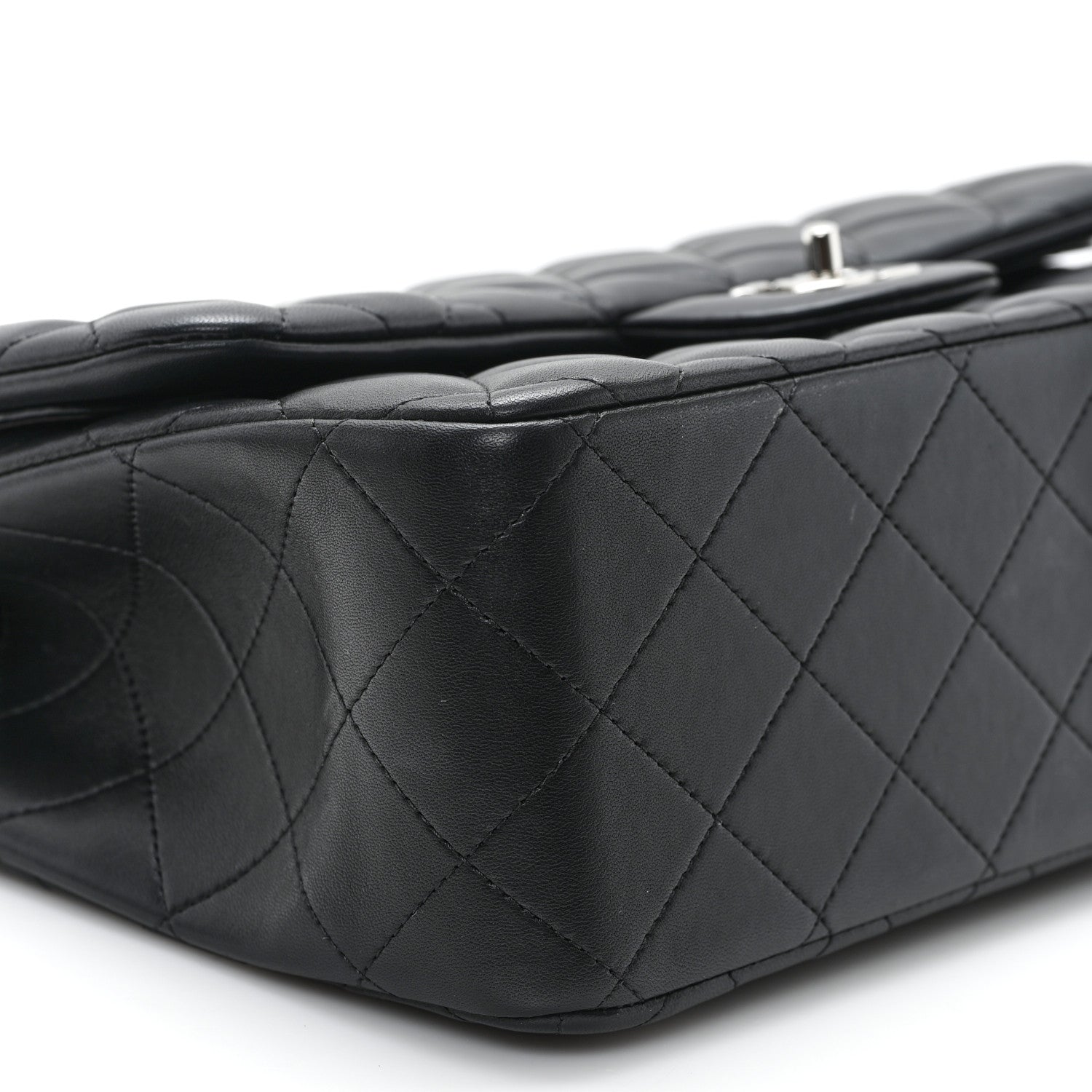 Lambskin Quilted Jumbo Double Flap Black