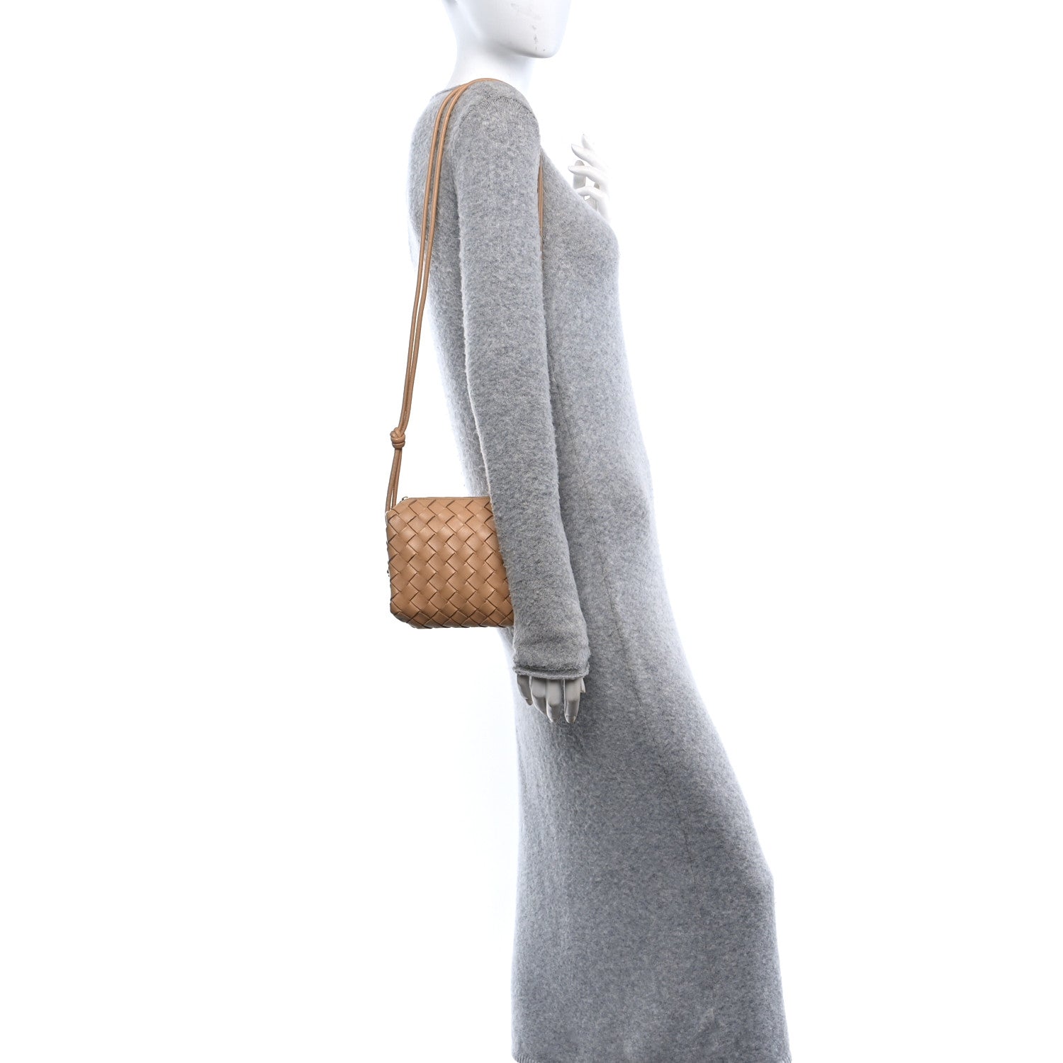 Nappa Intrecciato Mini Loop Camera Bag Almond