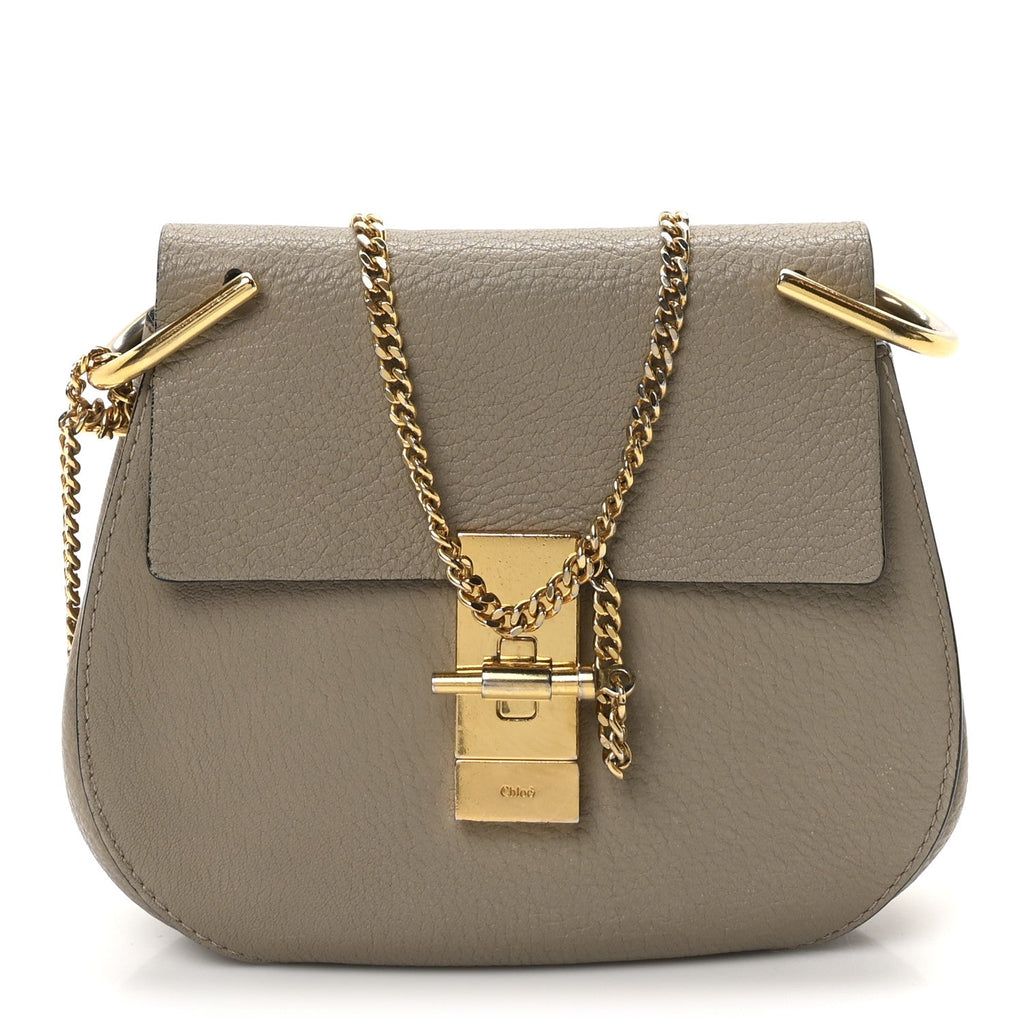 Grained Lambskin Mini Drew Shoulder Bag Motty Grey