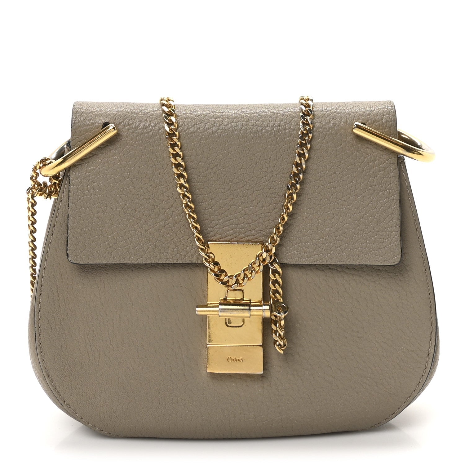 Grained Lambskin Mini Drew Shoulder Bag Motty Grey