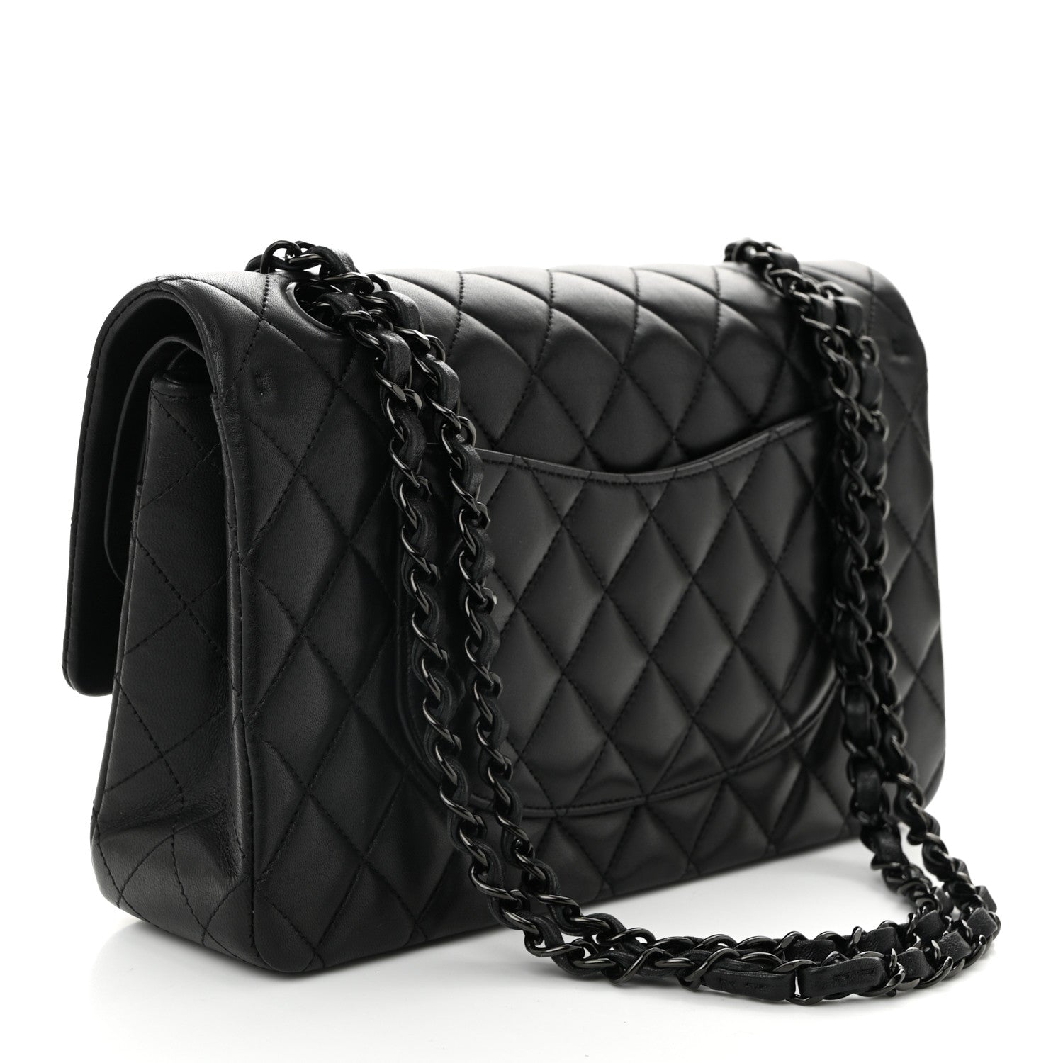 Lambskin Quilted Medium Double Flap So Black