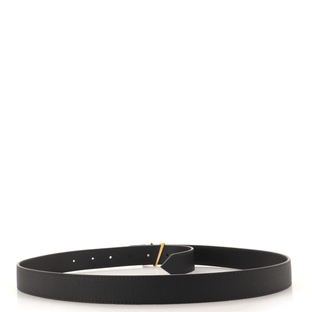 LV Twist Ring Reversible Belt Striped Leather Thin 85