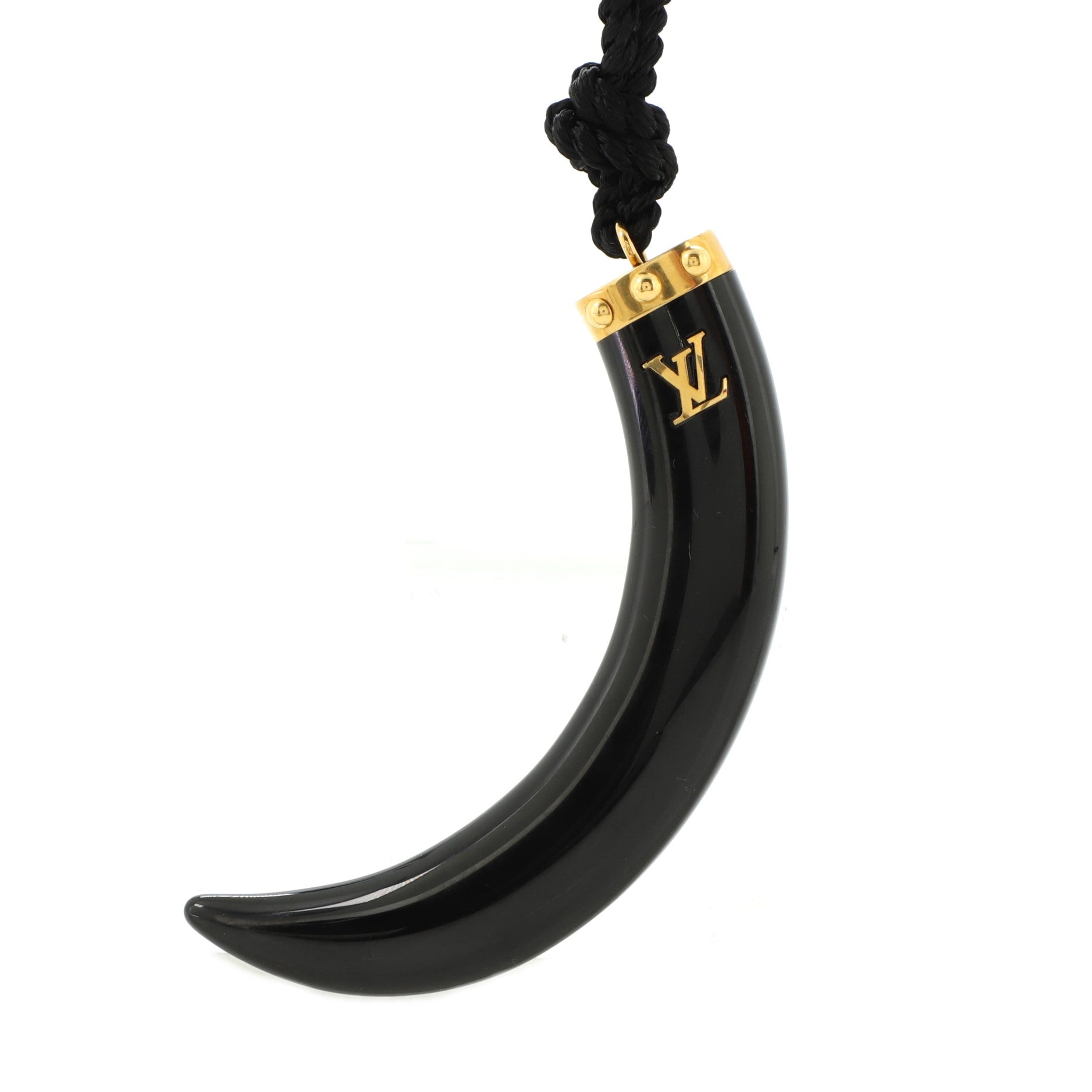Horn Pendant Necklace Cord and Resin Large
