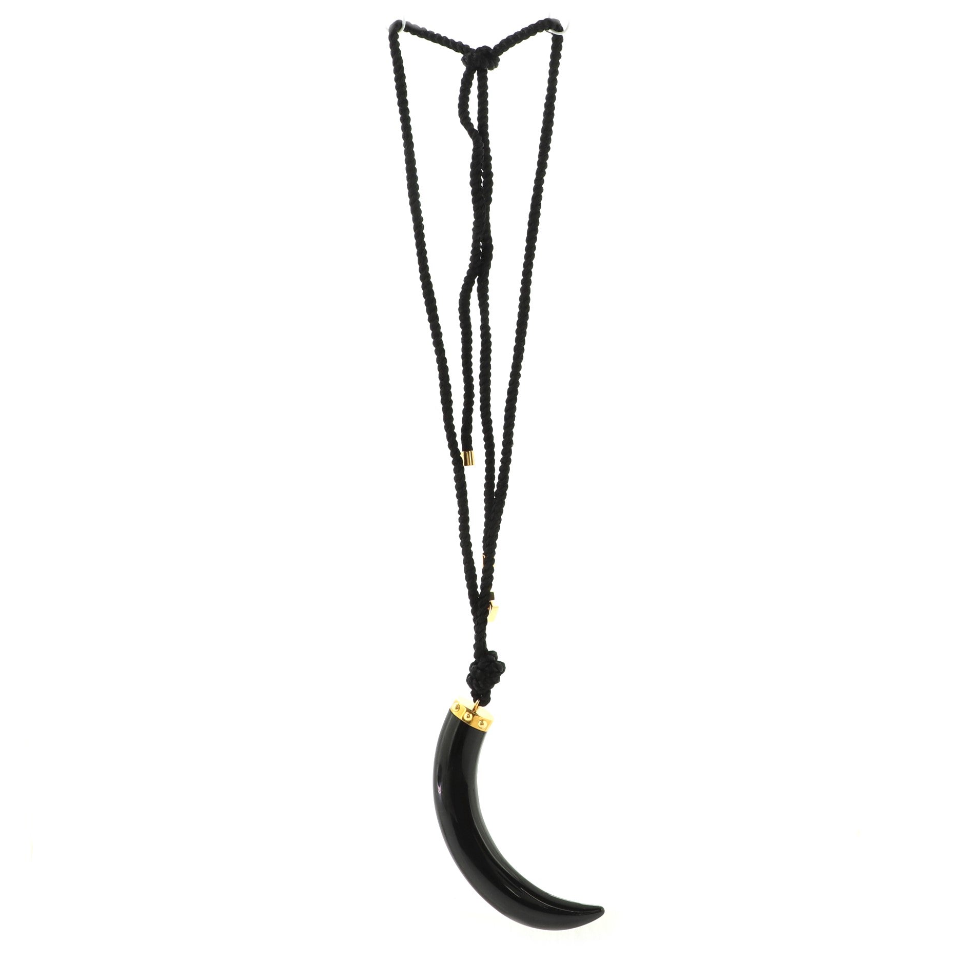 Horn Pendant Necklace Cord and Resin Large
